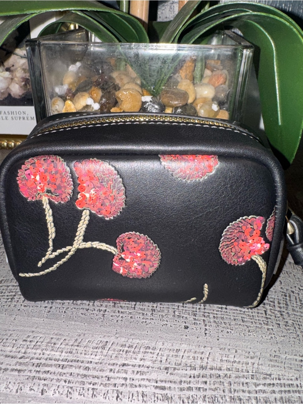 NWOT Coach Black with Sparkling Cherries 🍒 Wristlet - RARE - Picture 3 of 5
